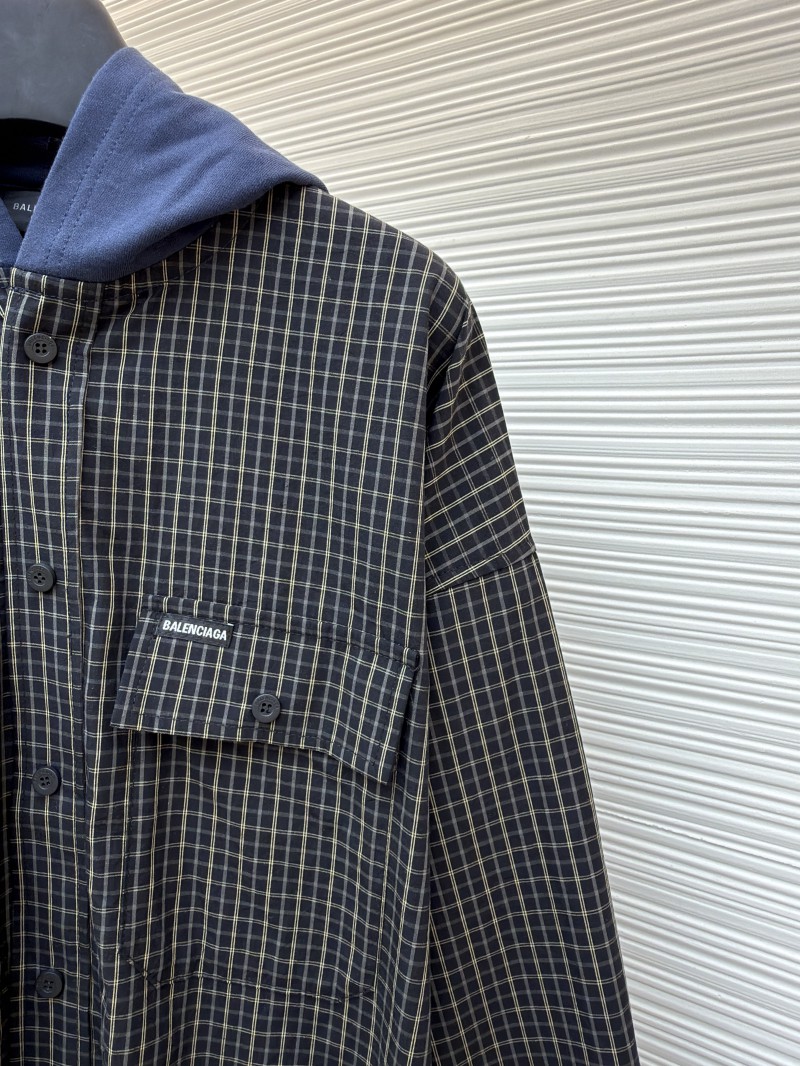 Balenciaga Logo Check Patchwork Hooded Jacket 4
