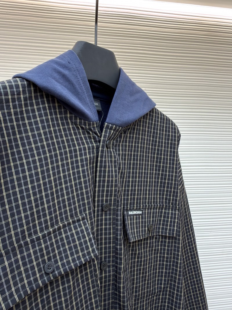 Balenciaga Logo Check Patchwork Hooded Jacket 7