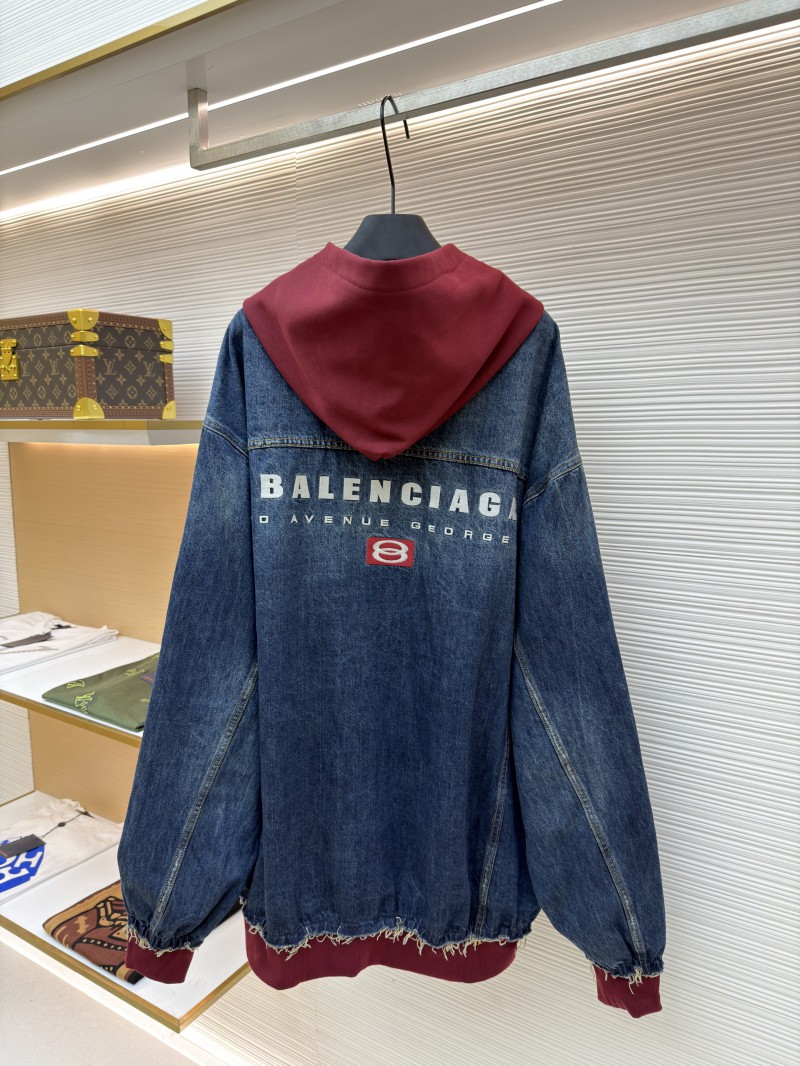 Balenciaga Embroidered Denim Hooded Jacket 1