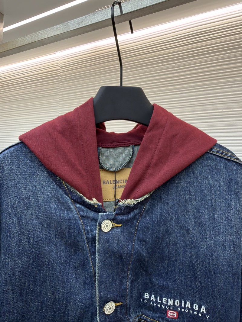 Balenciaga Embroidered Denim Hooded Jacket 2