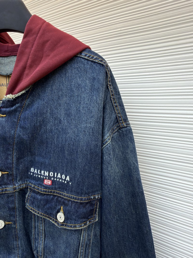 Balenciaga Embroidered Denim Hooded Jacket 4