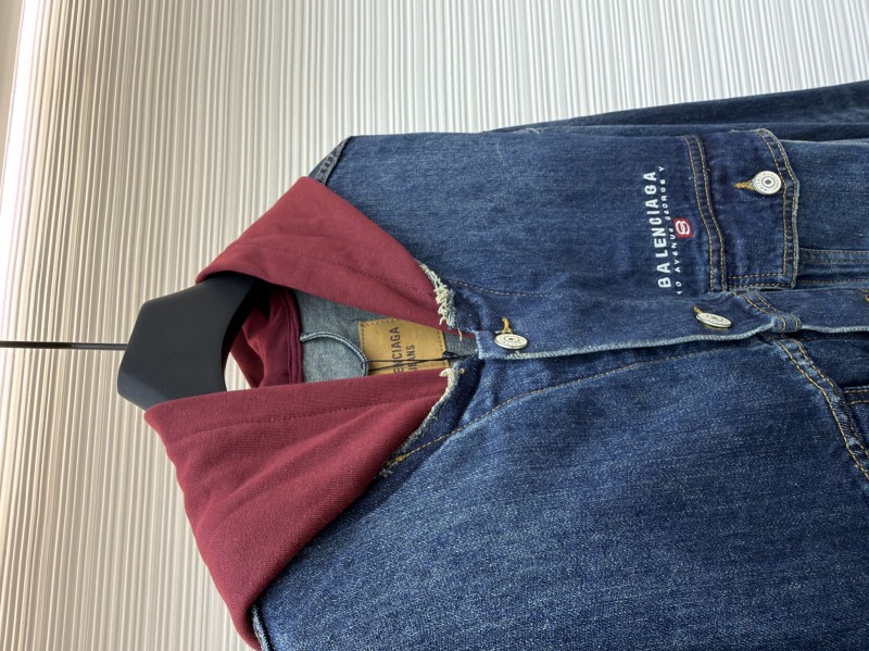 Balenciaga Embroidered Denim Hooded Jacket 7