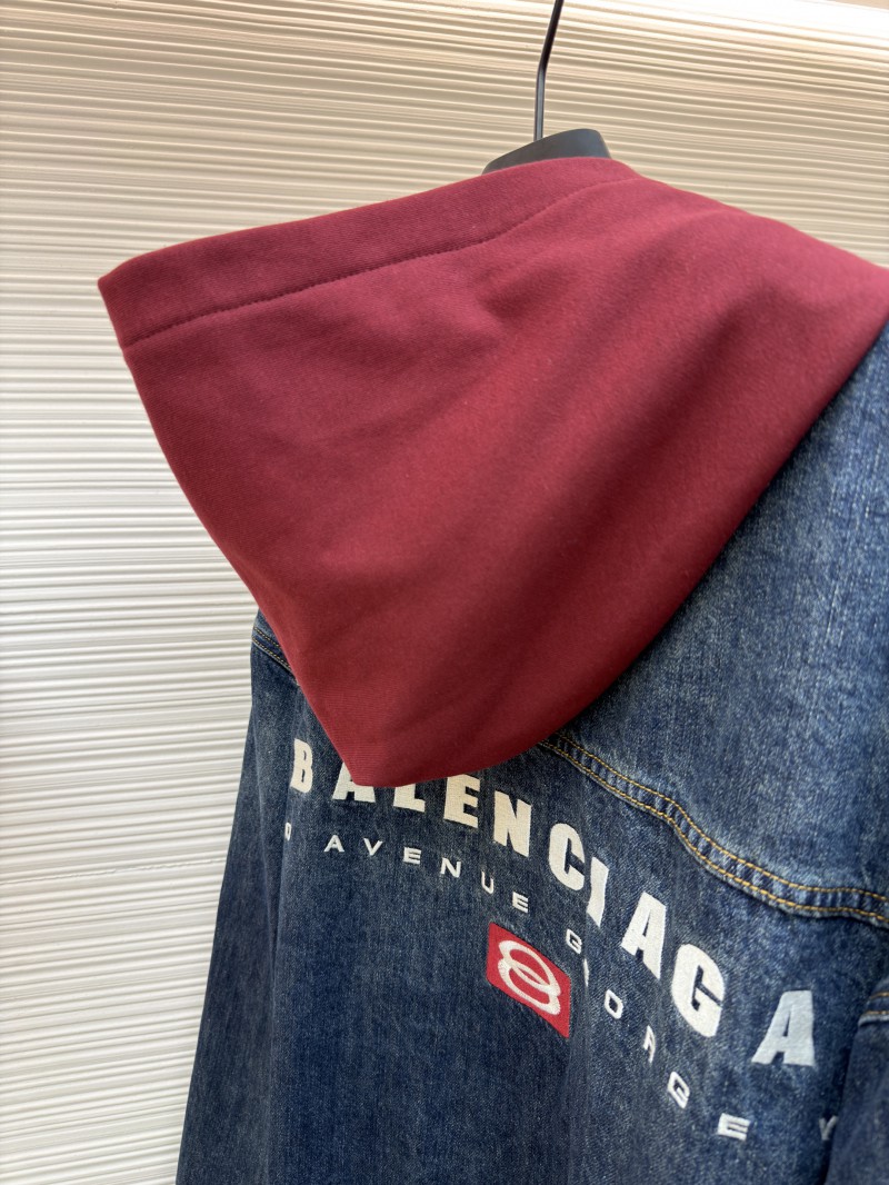 Balenciaga Embroidered Denim Hooded Jacket 8