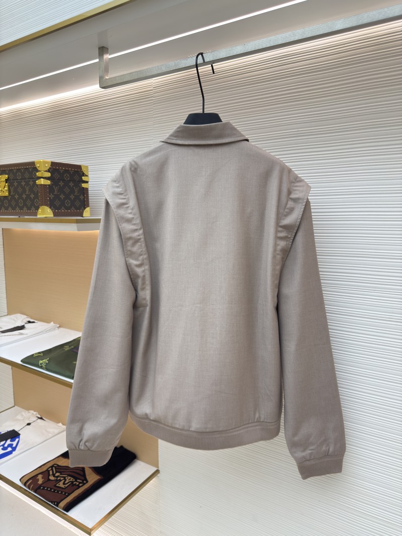 LV Letter Print Lapel Zipper Long-Sleeve Pilot Jacket 1