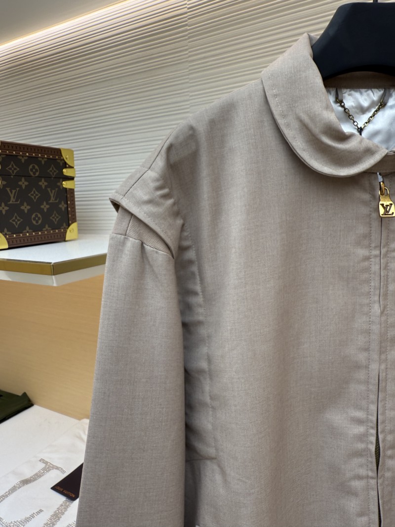 LV Letter Print Lapel Zipper Long-Sleeve Pilot Jacket 3