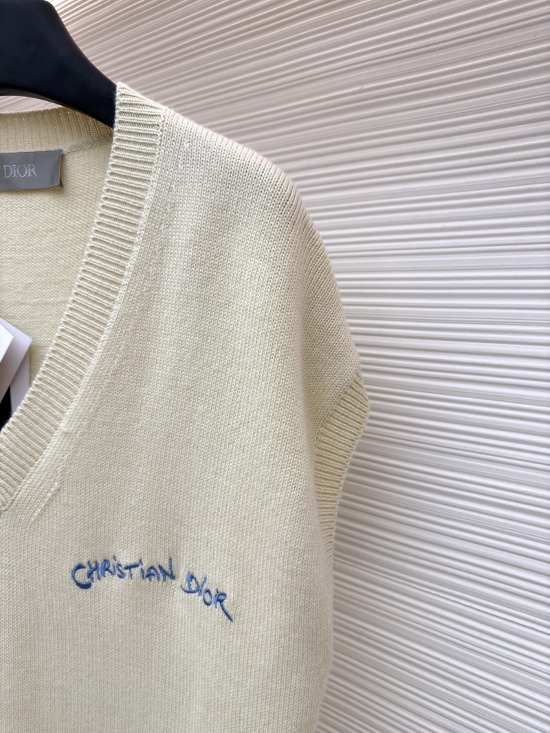 Dior Letter Embroidered Sleeveless Knit Vest 4