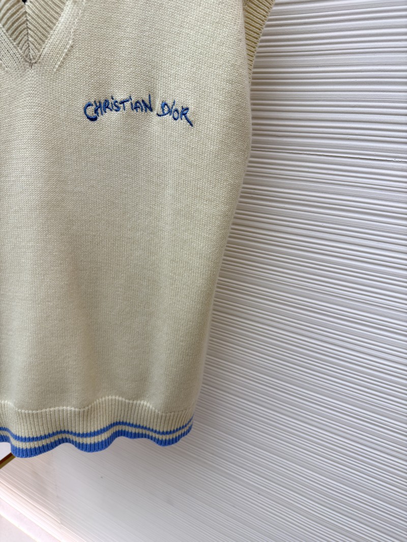 Dior Letter Embroidered Sleeveless Knit Vest 6