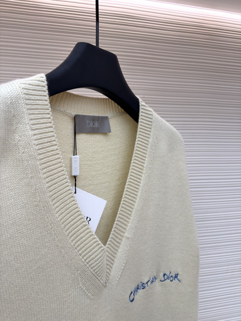 Dior Letter Embroidered Sleeveless Knit Vest 7