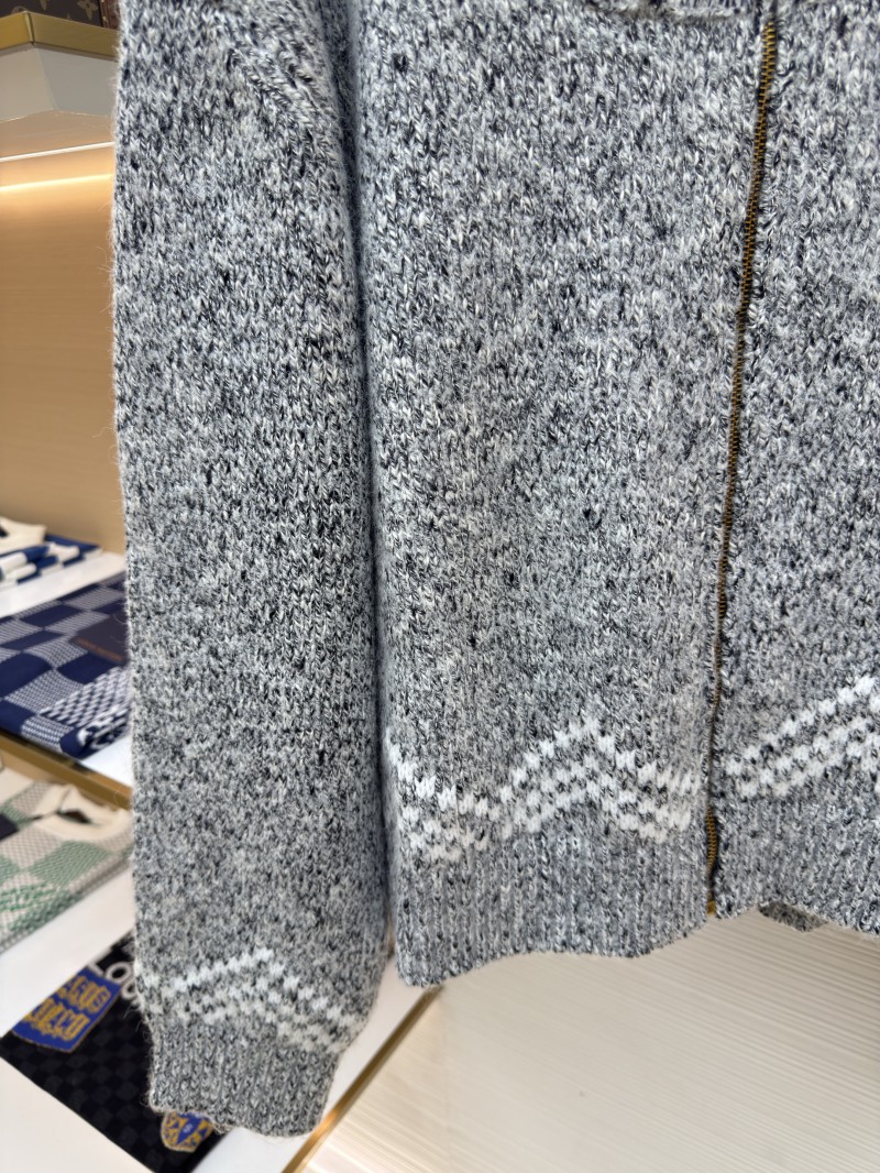 LV Letter Print Zipper Collar Long-Sleeve Knit Sweater 7