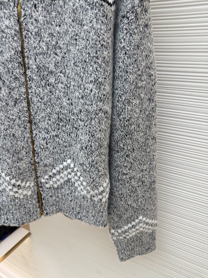 LV Letter Print Zipper Collar Long-Sleeve Knit Sweater 8