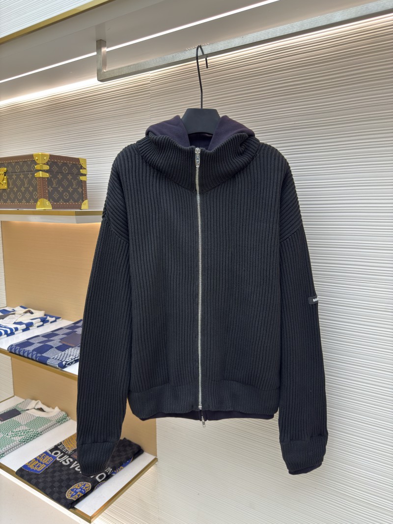 Balenciaga Solid Color Zipper Long-Sleeve Knit Sweater 2
