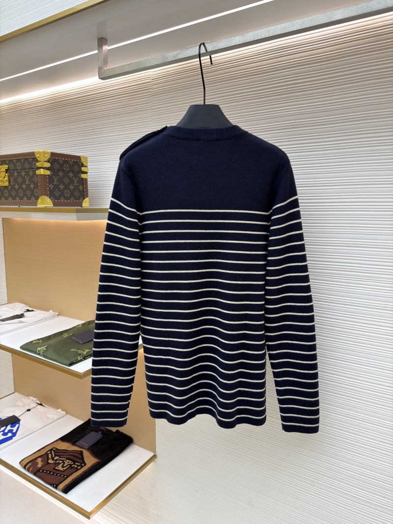 Prada Striped Embroidered Button-Side Sweater 1