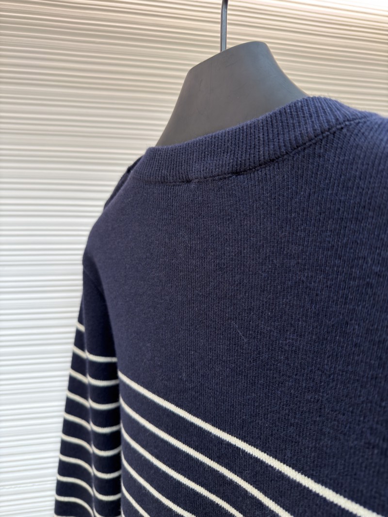 Prada Striped Embroidered Button-Side Sweater 8