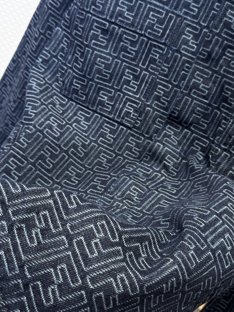 Fendi Blue FF Jacquard Denim Jacket 4