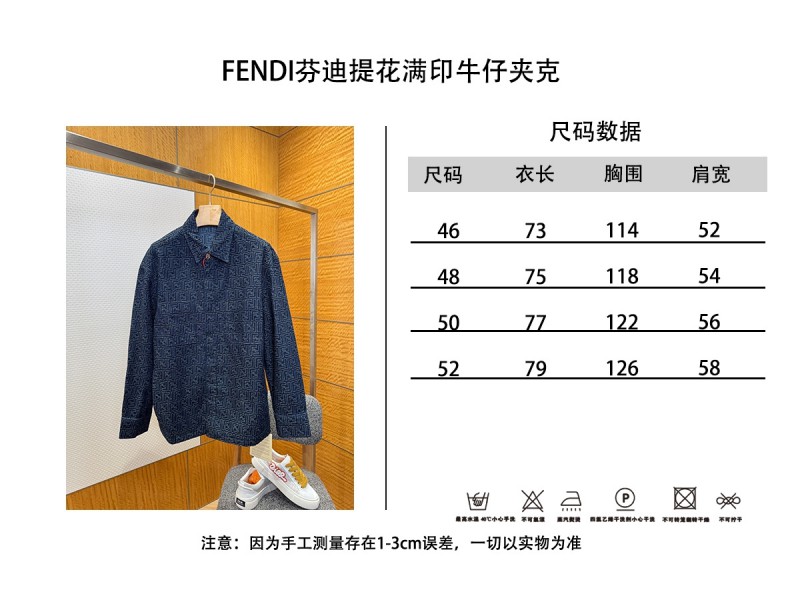 Fendi Blue FF Jacquard Denim Jacket 9