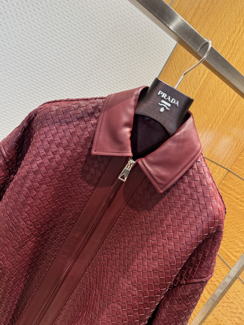 Bottega Veneta Woven Leather Jacket Coat 1