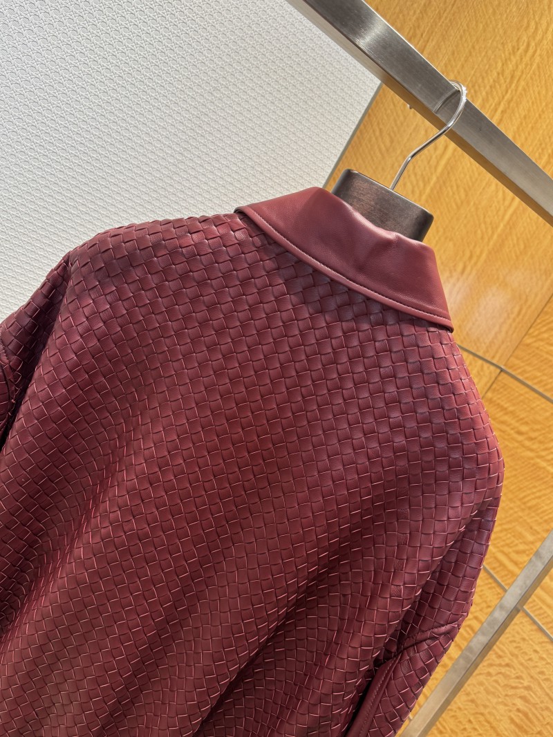 Bottega Veneta Woven Leather Jacket Coat 4