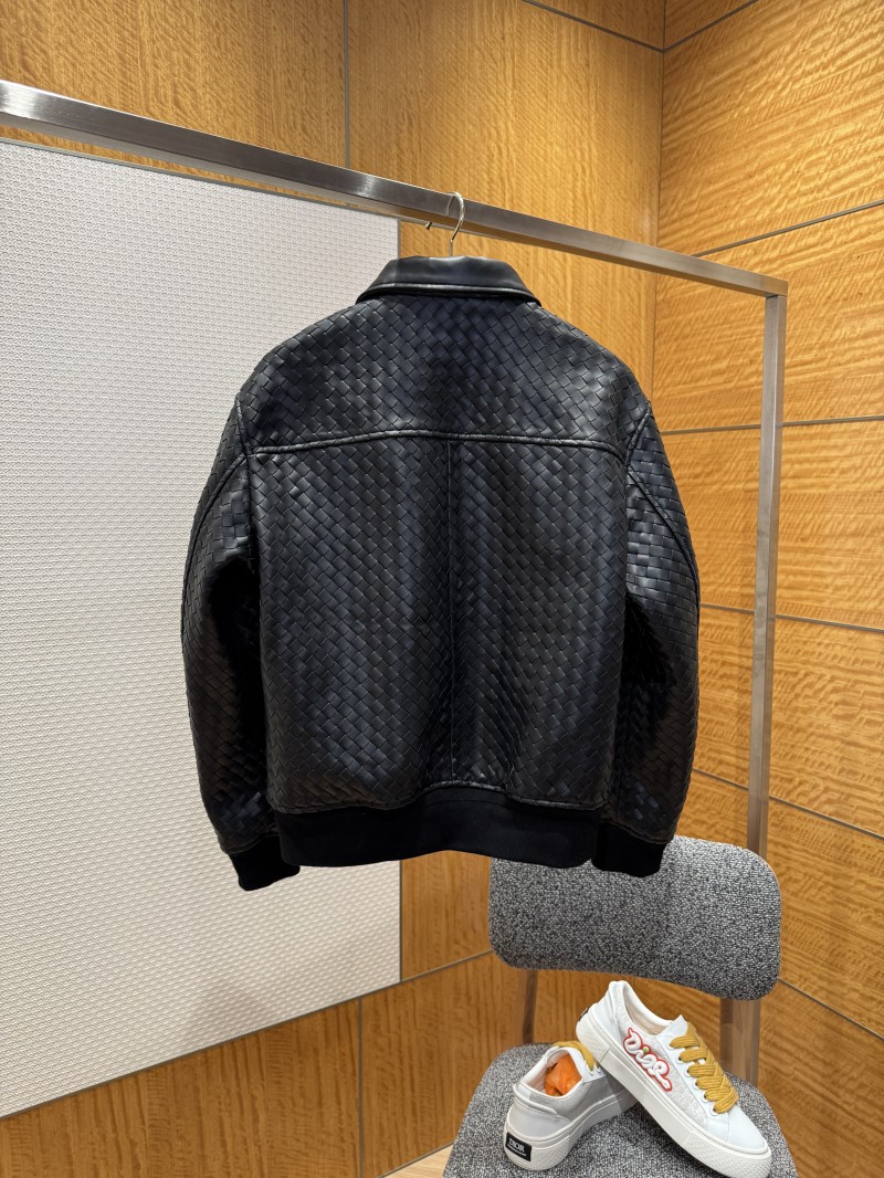 Bottega Veneta Long Woven Leather Jacket Coat 1