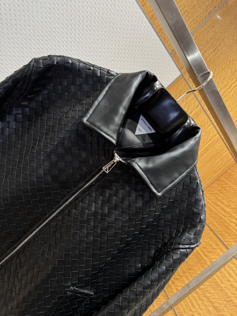 Bottega Veneta Long Woven Leather Jacket Coat 2