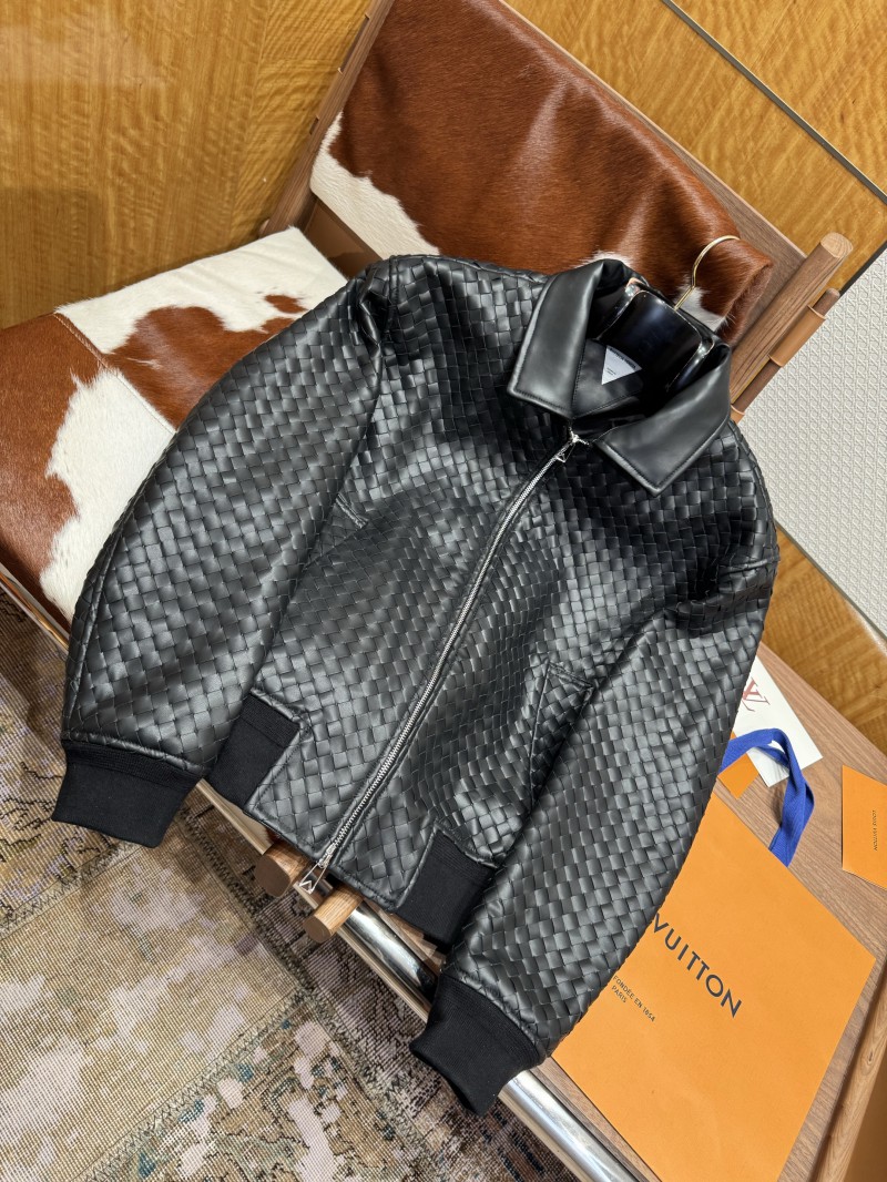 Bottega Veneta Long Woven Leather Jacket Coat 6