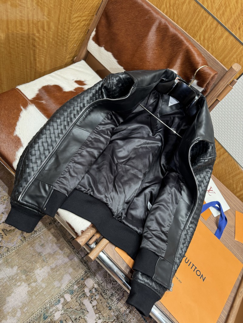 Bottega Veneta Long Woven Leather Jacket Coat 7