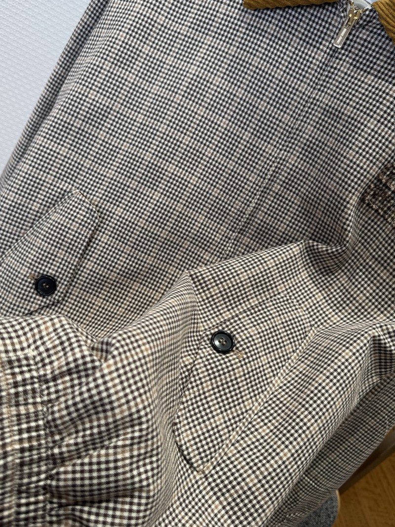 Miu Miu Checkered Patchwork Embroidered Jacket Coat 4