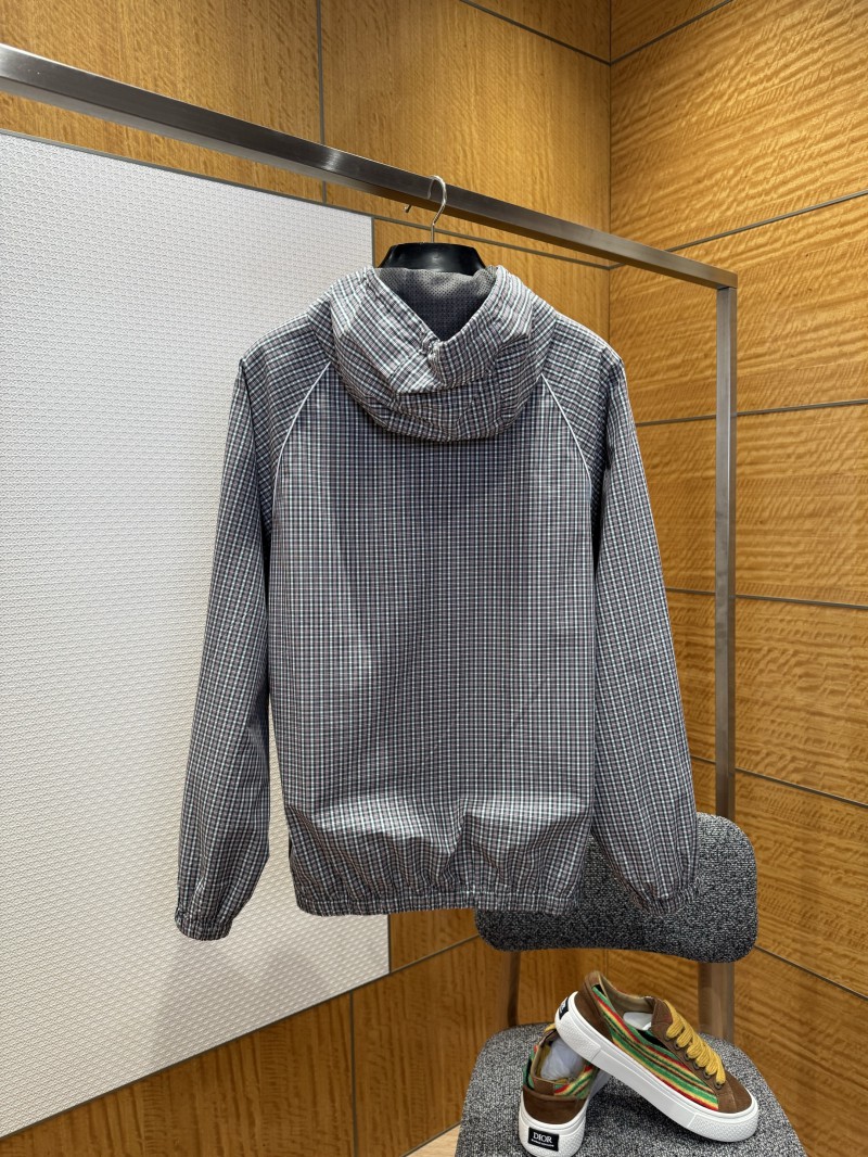 Miu Miu Woven Plaid Hooded Long-Sleeve Jacket 1