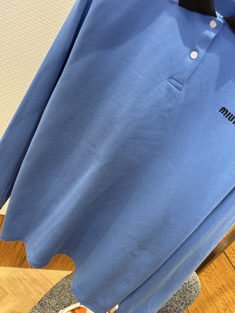 Miu Miu Color-Blocked Double-Layer Collar Embroidered Polo Shirt 3