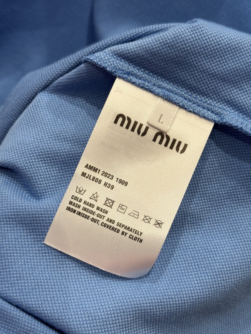 Miu Miu Color-Blocked Double-Layer Collar Embroidered Polo Shirt 8