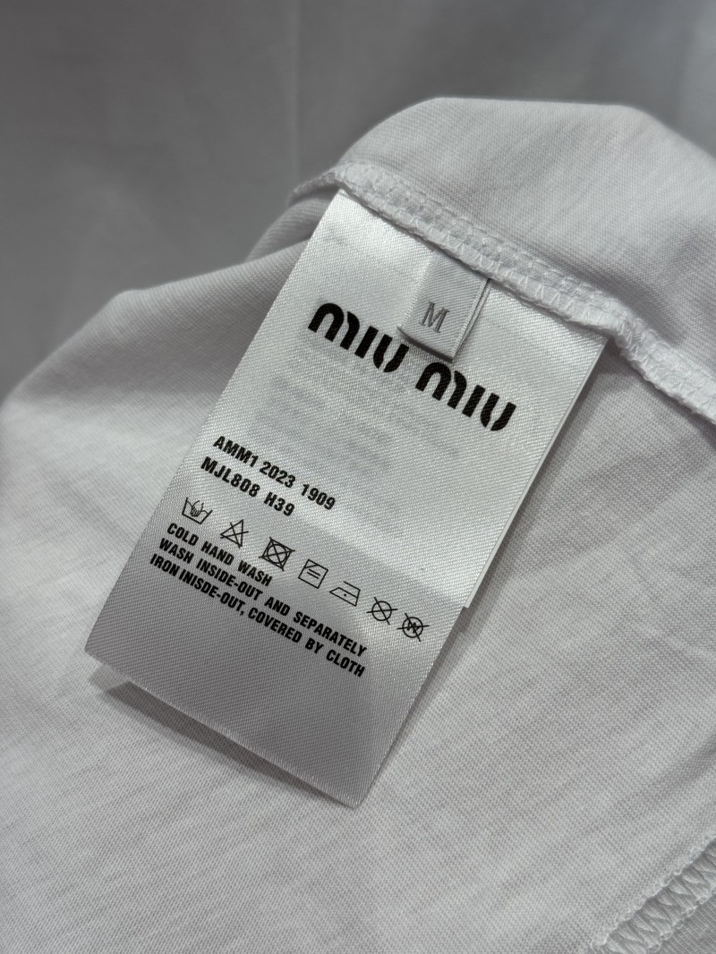 Miu Miu Color-Block Patchwork Embroidered Long-Sleeve T-Shirt 8