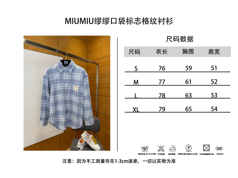 Miu Miu Checkered Embroidered Long-Sleeve Shirt 1 9
