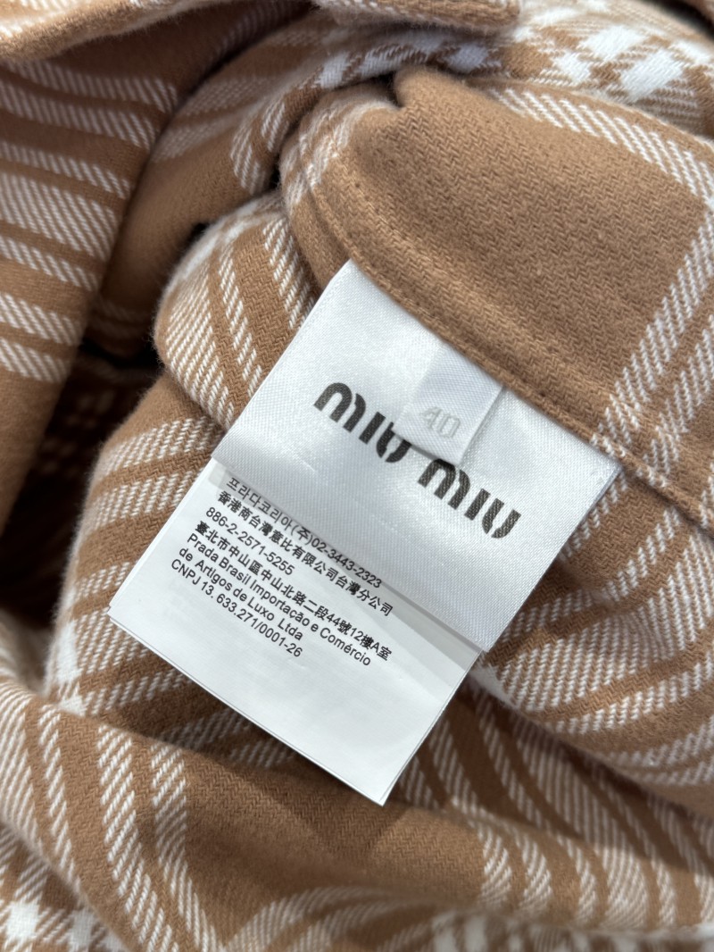 Miu Miu Checkered Embroidered Long-Sleeve Shirt 2 8