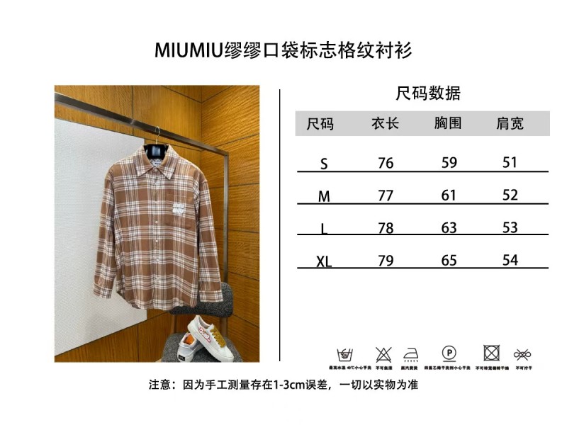 Miu Miu Checkered Embroidered Long-Sleeve Shirt 2 9