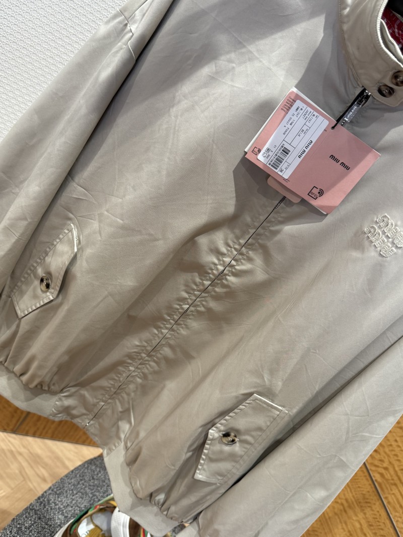 Miu Miu Stand Collar Embroidered Long Sleeve Jacket Coat 2
