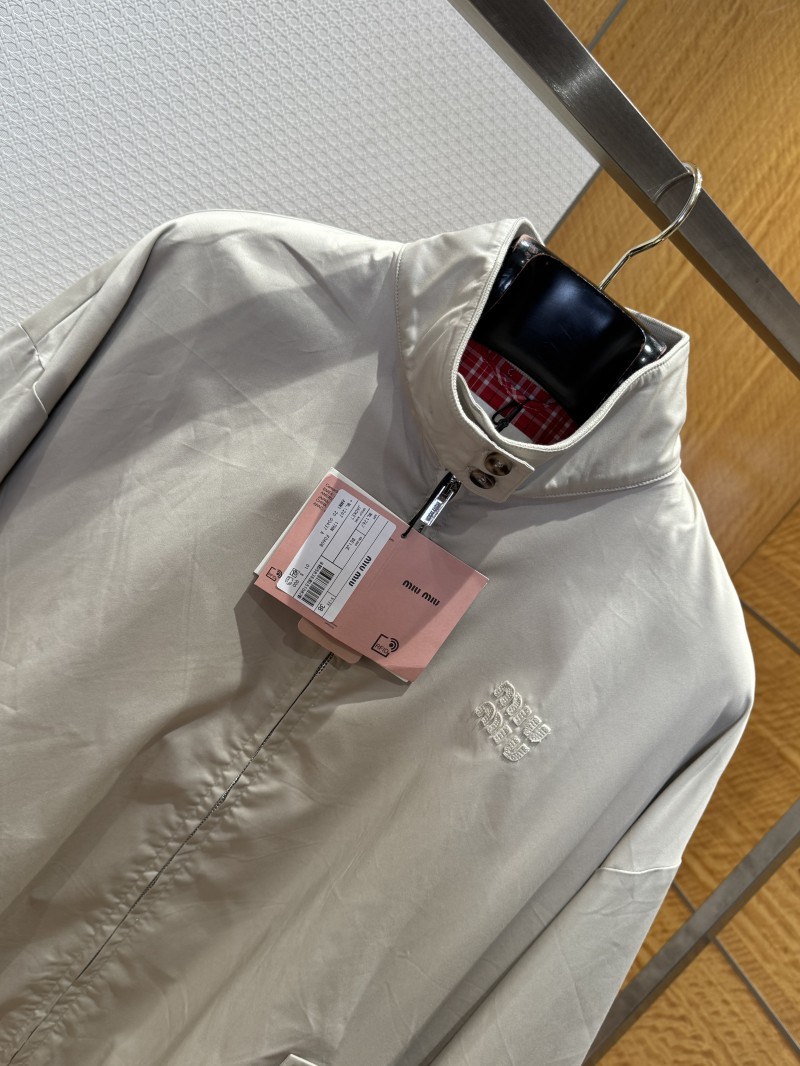 Miu Miu Stand Collar Embroidered Long Sleeve Jacket Coat 6