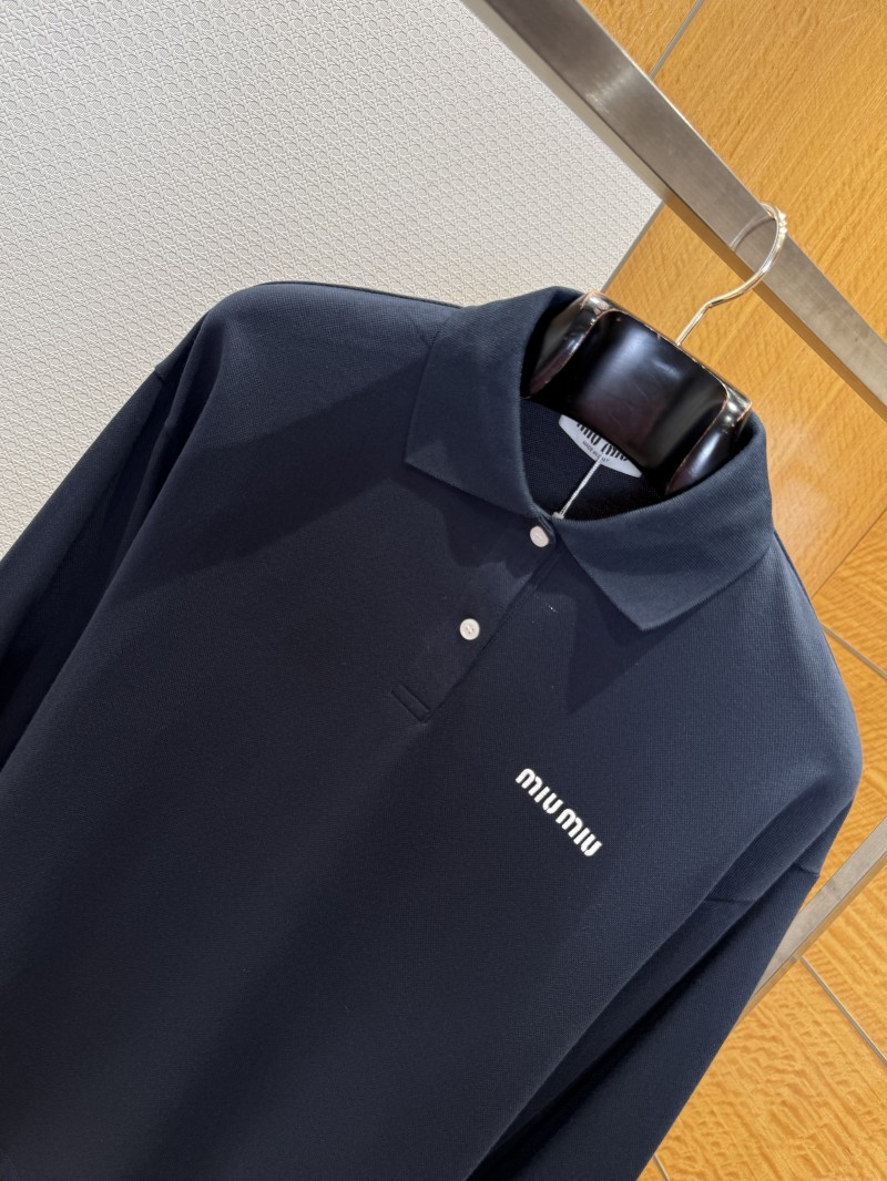 Miu Miu Alphabet Embroidered Polo Shirt 1 2