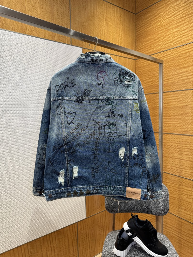 Balenciaga Graffiti-Print Distressed Denim Jacket 1
