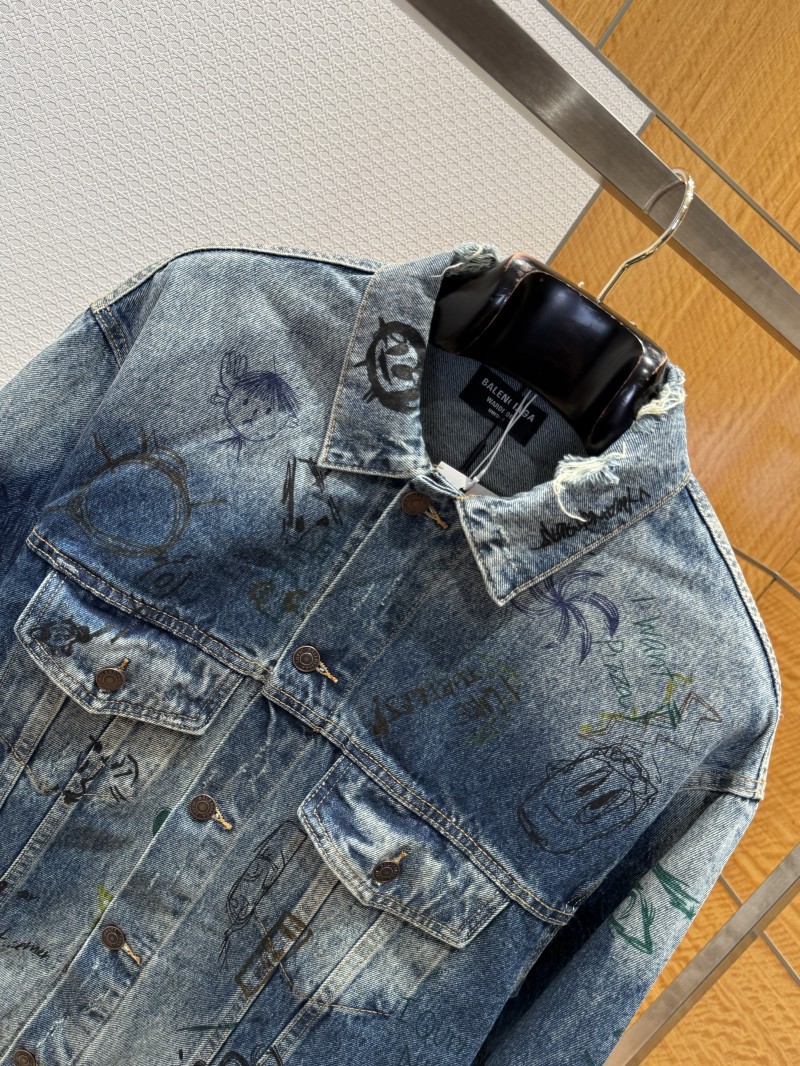 Balenciaga Graffiti-Print Distressed Denim Jacket 2