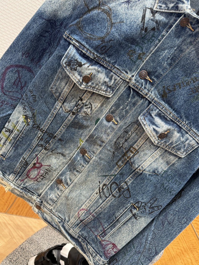 Balenciaga Graffiti-Print Distressed Denim Jacket 3