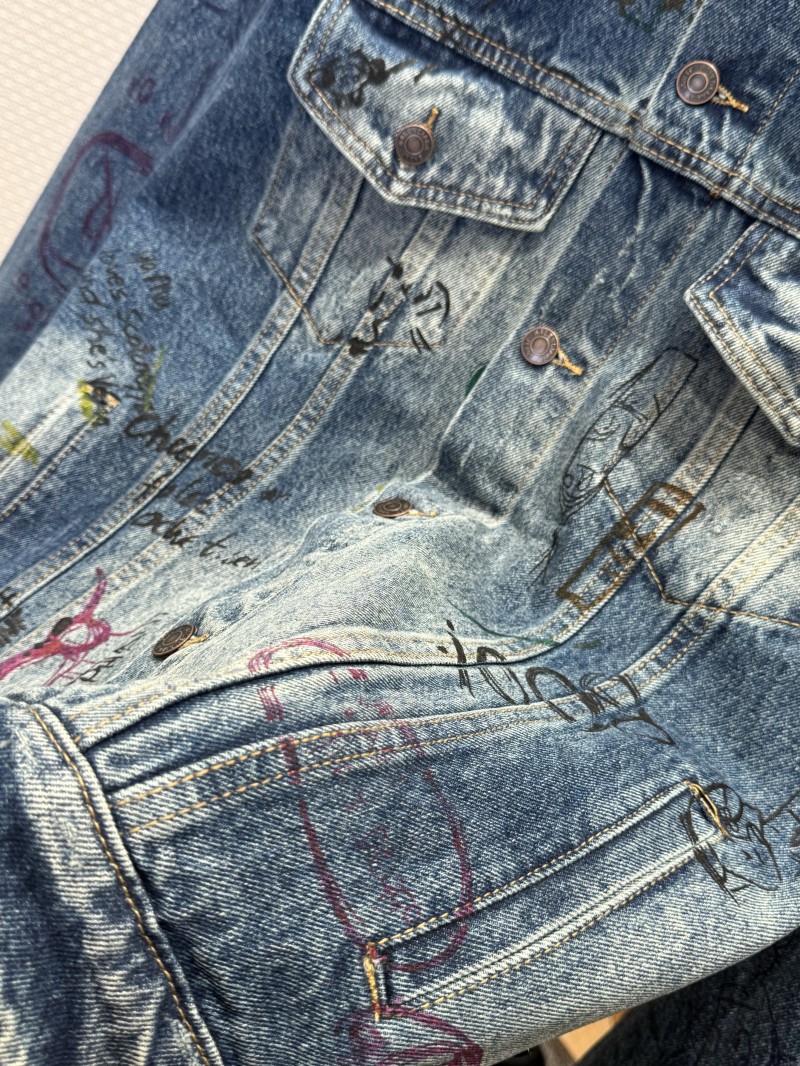 Balenciaga Graffiti-Print Distressed Denim Jacket 4