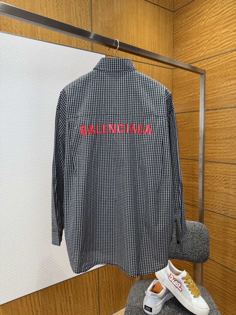 Balenciaga Letter Print Checkered Collar Shirt 1