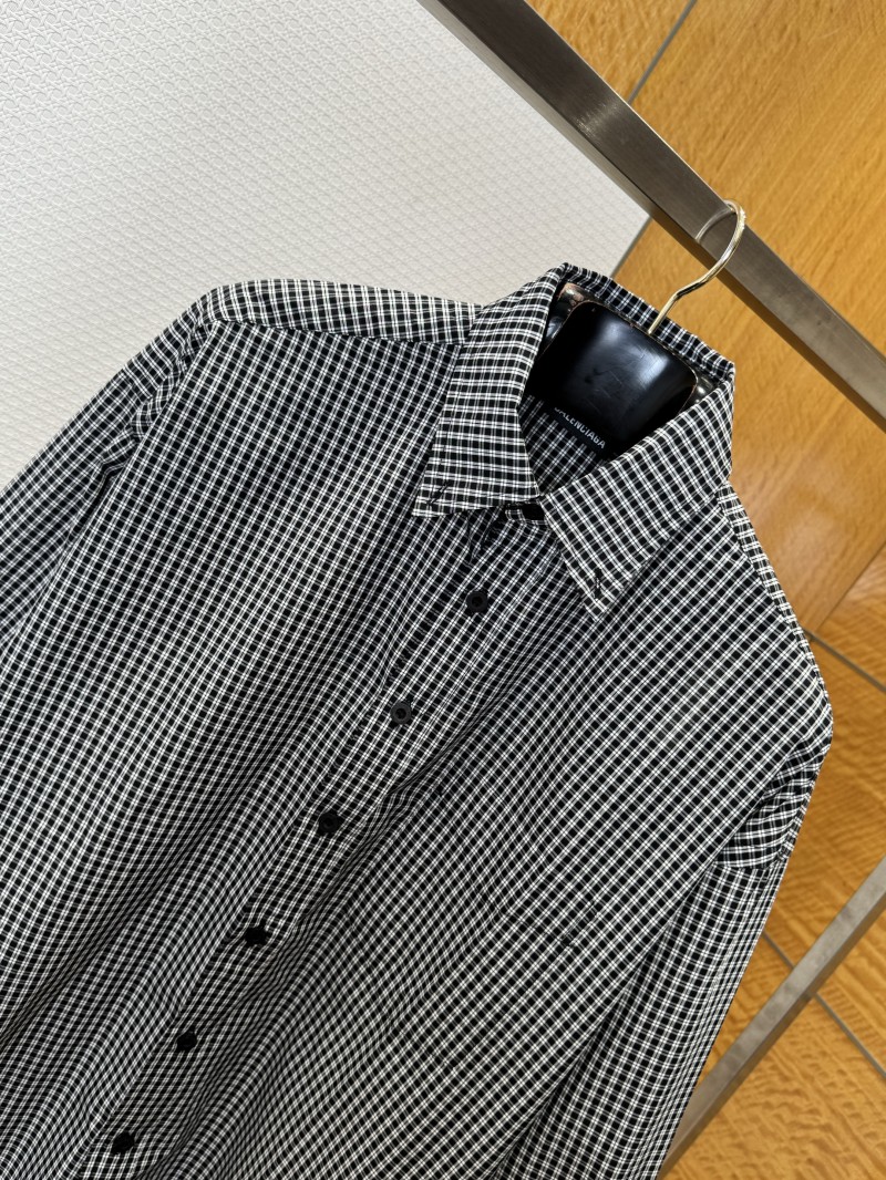 Balenciaga Letter Print Checkered Collar Shirt 2