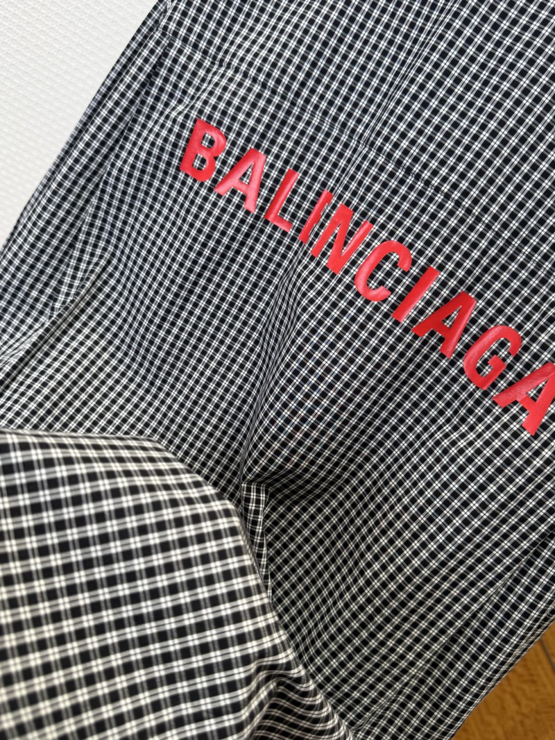 Balenciaga Letter Print Checkered Collar Shirt 7