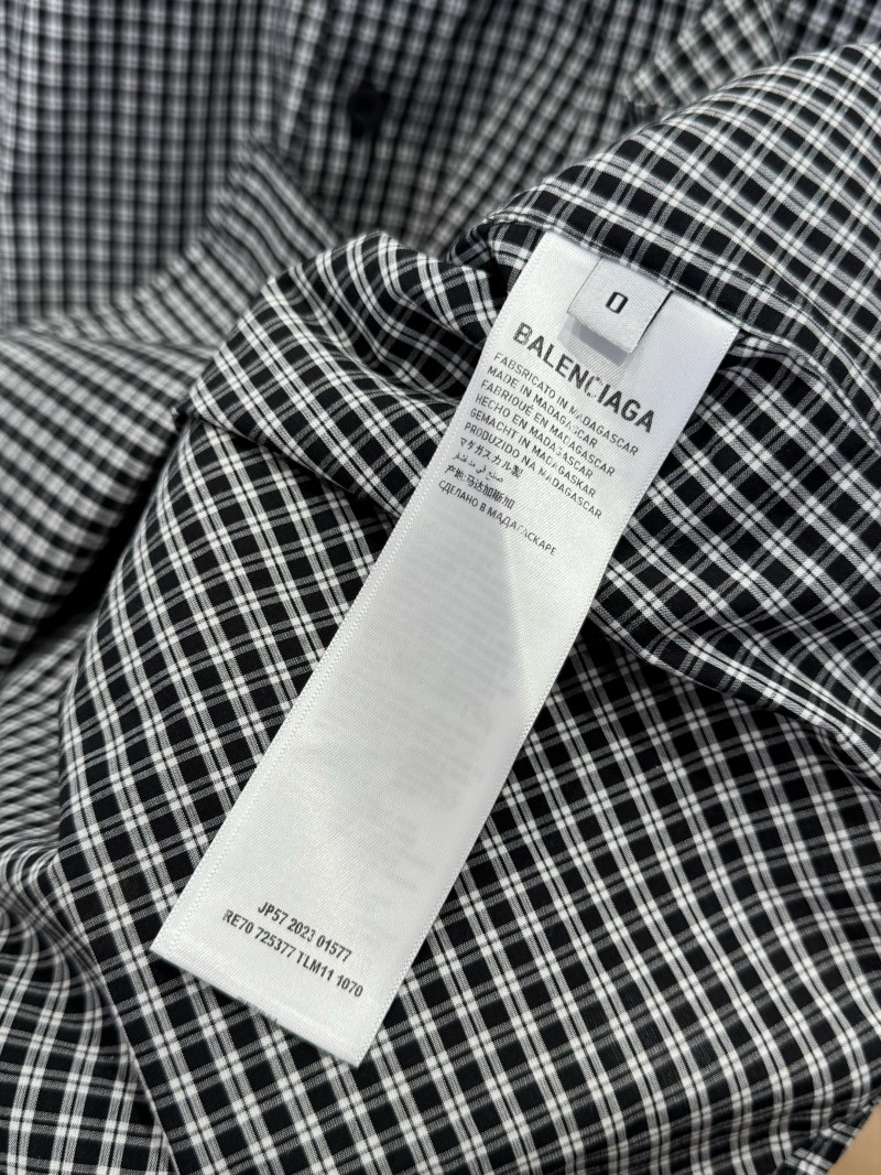 Balenciaga Letter Print Checkered Collar Shirt 8
