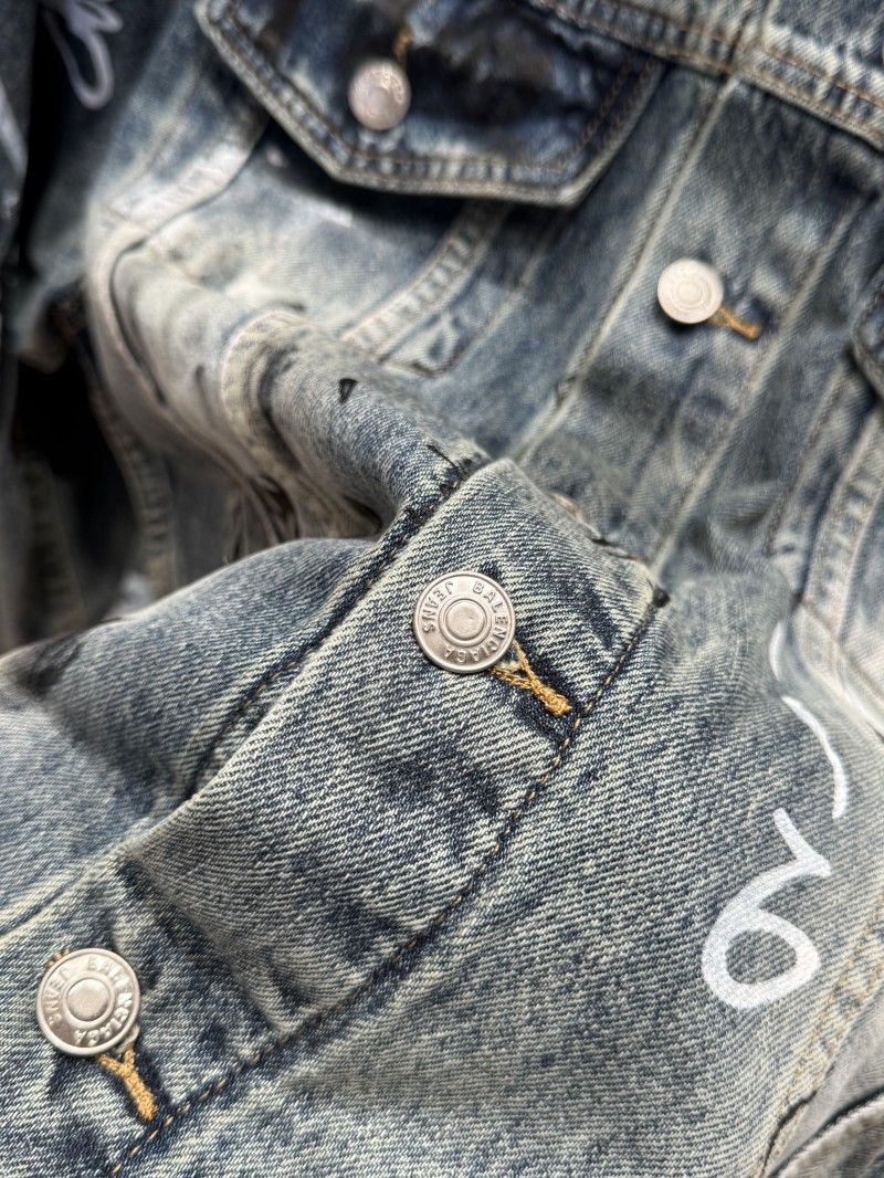 Balenciaga Graffiti-Printed Hand-Painted Washed Denim Jacket 5