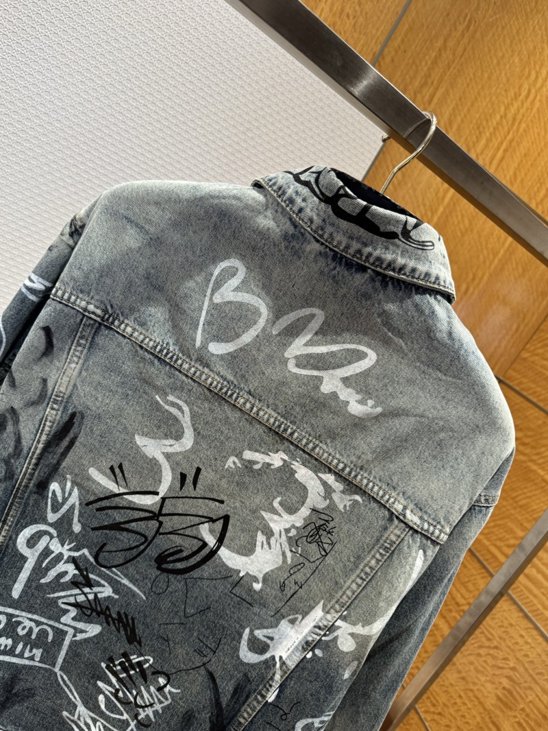 Balenciaga Graffiti-Printed Hand-Painted Washed Denim Jacket 6