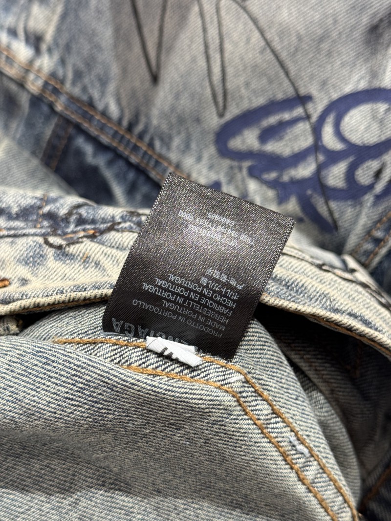 Balenciaga Graffiti-Printed Hand-Painted Washed Denim Jacket 8