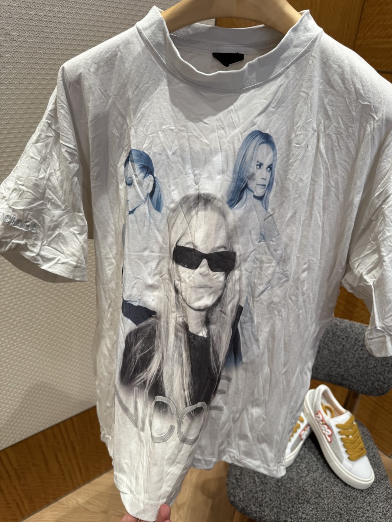 Balenciaga Pleated Portrait Print Short-Sleeve T-Shirt 3