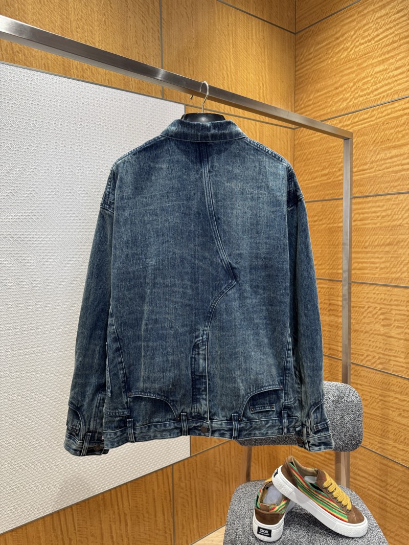 Balenciaga Distressed Single-Breasted Pocket Lapel Denim Jacket 1