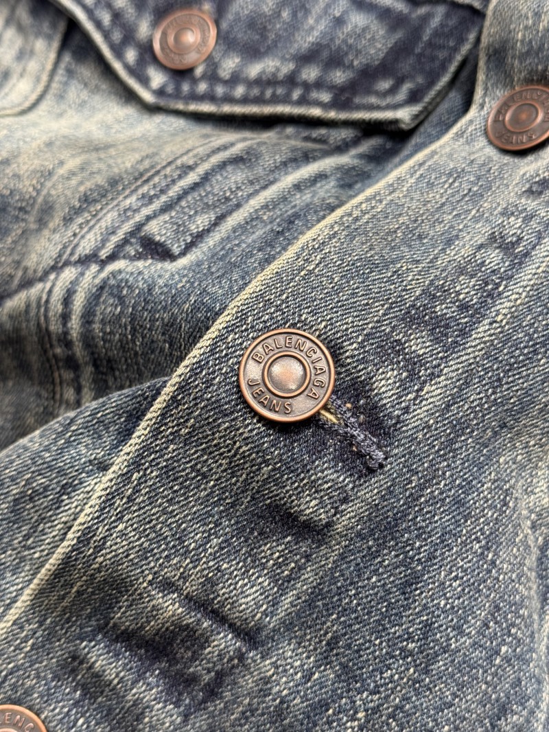 Balenciaga Distressed Single-Breasted Pocket Lapel Denim Jacket 5